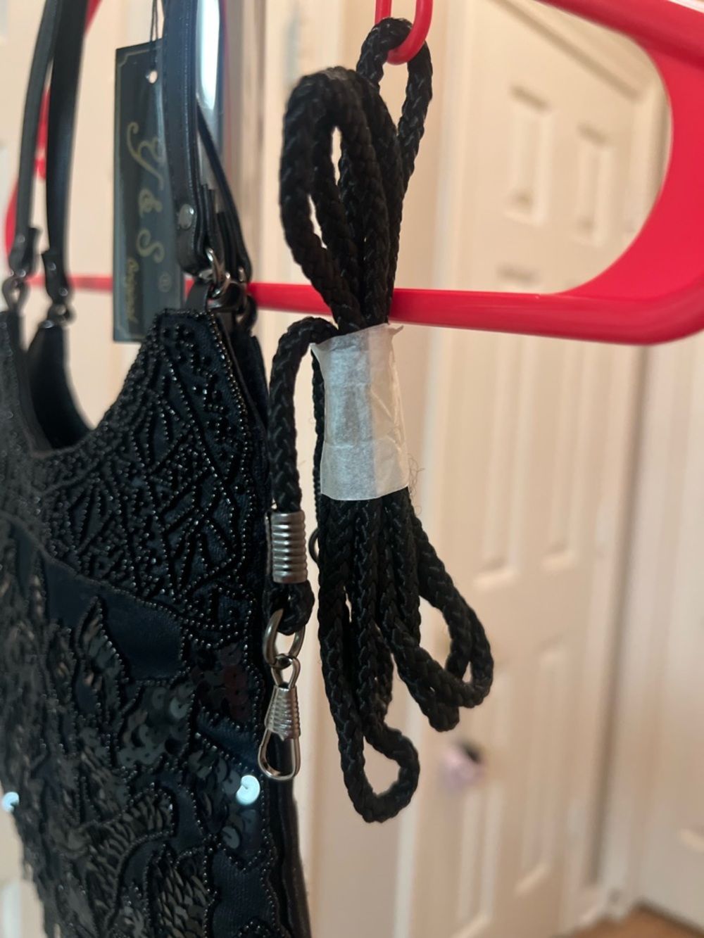 Black Beaded Fringe Evening Bag - Picture 6 of 8